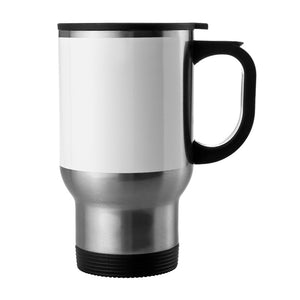 14oz Stainless Steel Mug - Sivler with White Patch